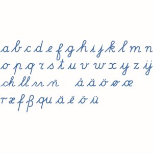 Alfabeto Móvil Mediano: Letra Internacional Cursiva - Azul